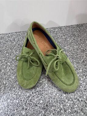 Sperry Slim Boat Suede Boat Shoes Moss Green Size 8 Women’s EU 39